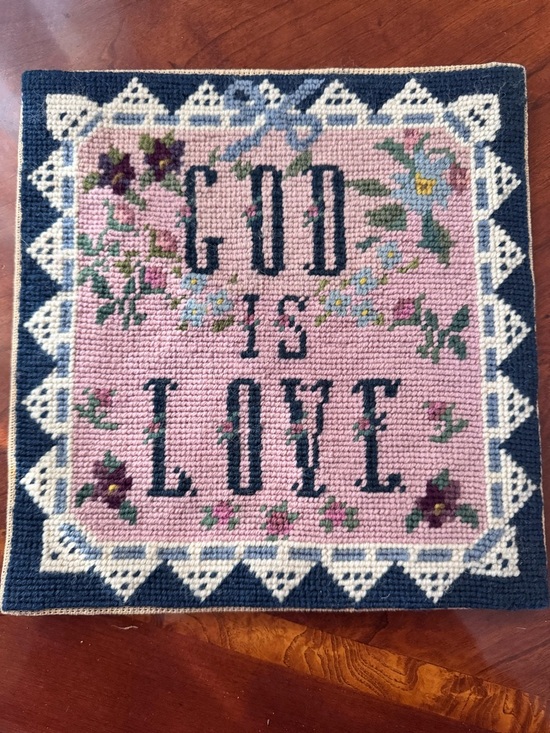 Other - God Is Love Pink Cross-Stitch Wall Hanging